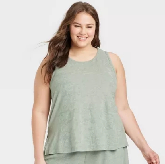 NWT A NEW DAY Terry Tank Top, Light Green, Size 2X - Picture 1 of 10